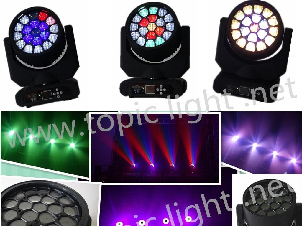 19pcs 12W RGBW 4 in1 Hawk eyes LED stage moving Head light .51 static effects 3