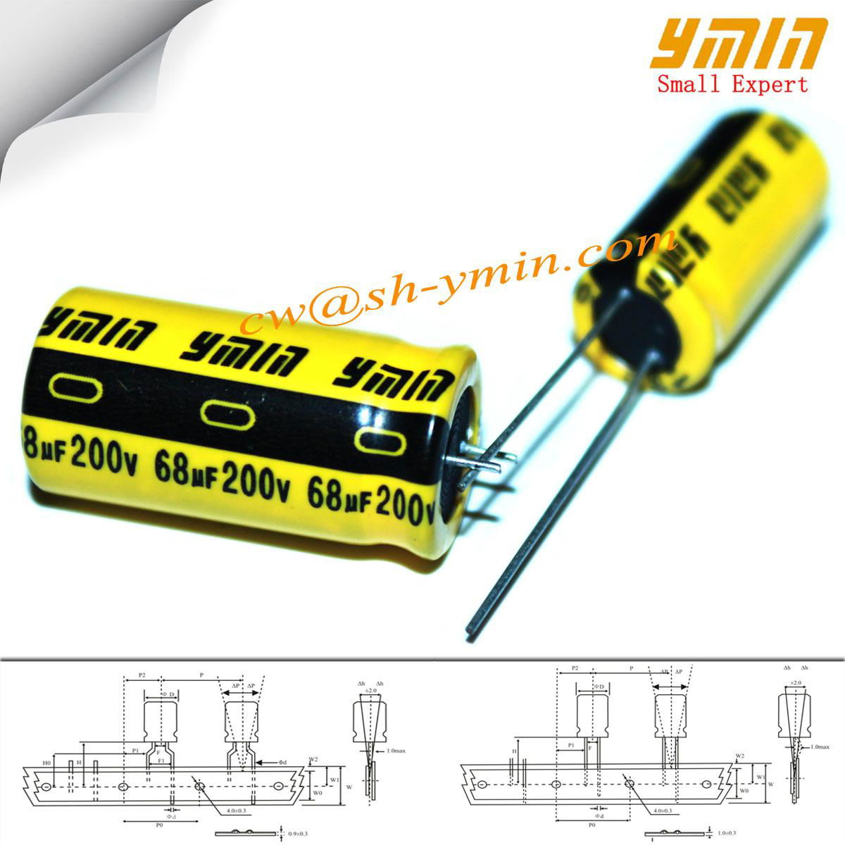 68uF 200V Capacitors Radial  Electrolytic Capacitor for USB Power Charger RoHS