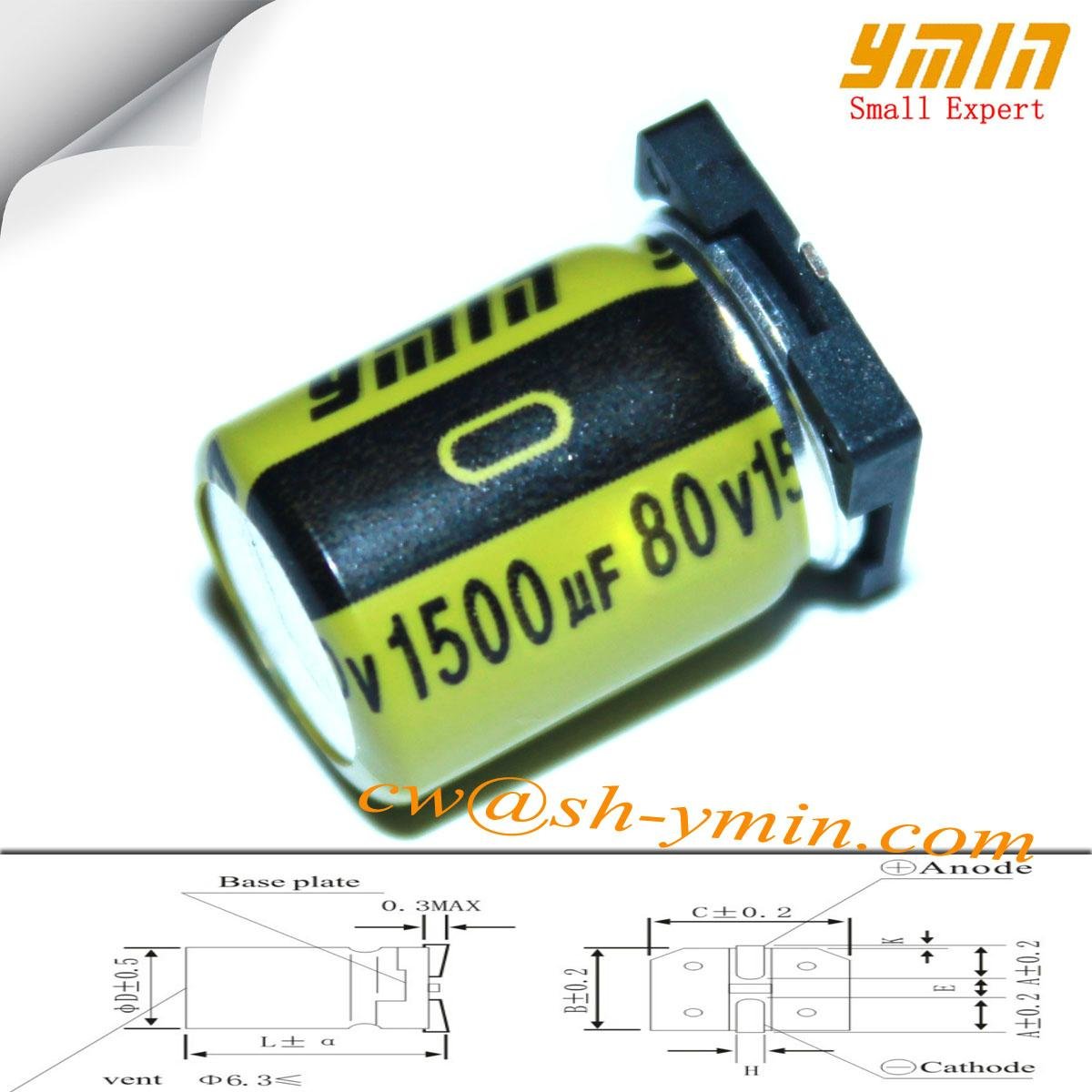 1500uF 80V SMD Capacitor VKM 7000 ~ 10000 Hours SMD  Electrolytic Capacitor RoHS 2