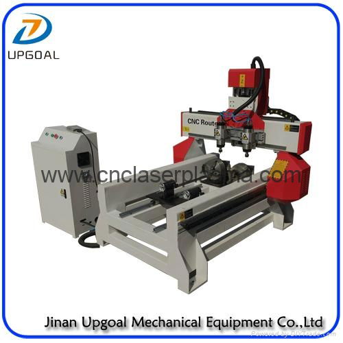 500*1000mm Flat Cylinder CNC Carving Machine with 2 Spindles 2 Rotary Axis 2
