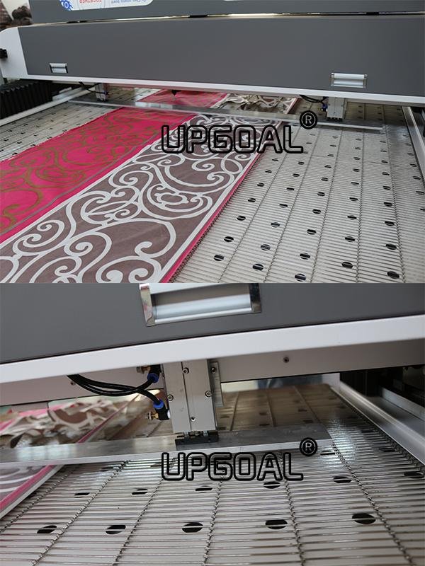 Fabric is adsorbed onto the working table ensured material is fed steadily without creases curled edges