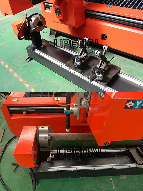 Rotary axis for tube cutting: diameter 200mm, length 3000mm, reduction gear transmission