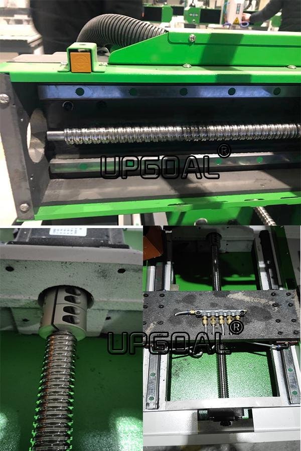 Equipped with  Hiwin Taiwan linear square guide rail diameter 20mm for XYZ-axis, effectively improved the precision.  4.Three axis with precision diameter 20mm lead ball screw transmission ensure the engraving speed and accuracy.