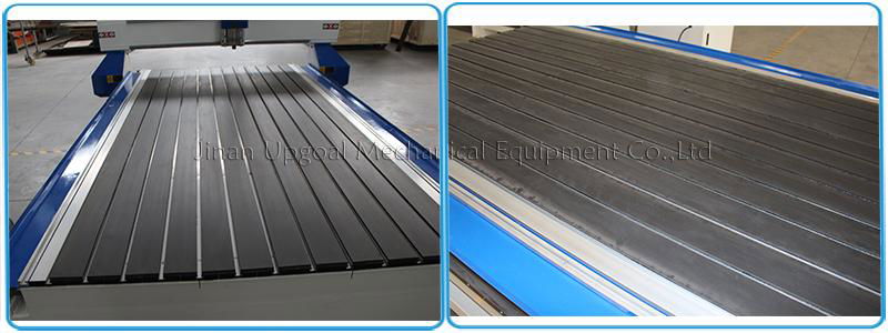  Thick  aluminum T slot working table, easy for material fixing.