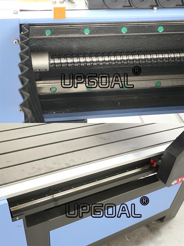 .XYZ three axis are with linear square guide rail, Hiwin, Taiwan. Lead ball screws transmission for all axis. Durable running with Higher accuracy.