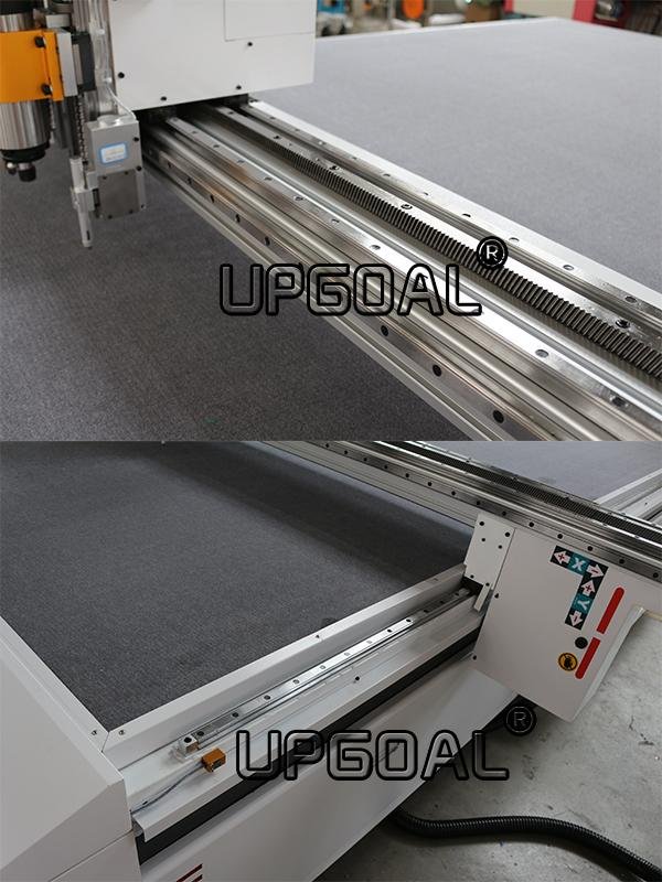 mported PMI, Taiwan Linear square guide rail with ball bearing slide block which ensure high weight capacity,  high precision, smooth and steady running. Adopt WMH brand, Herion Helical gears pinion and rack transmission for X and Y axis, higher running speed and efficiency, and more durable.