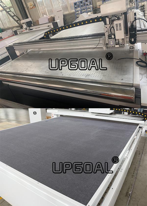 Whole cast aluminum vacuum table with adsorption felt, ensuring the machine stablity.