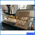 .Vacuum adsorption system: vacuum adsorption table with aluminum alloy T slot & pilot pin & feeding wheels , adopted bakelite table, high density, no deformation and high adsorption, can for different size materials adsorption, saving time compared the traditional mechanical plate fixing, the vacuum pump is 2 sets 7.5kw air cooling type to solve water cooling vacuum pump changing water issue in the frigid weather.With feeding wheels on the back of machine, convenient for heavy materials loading.