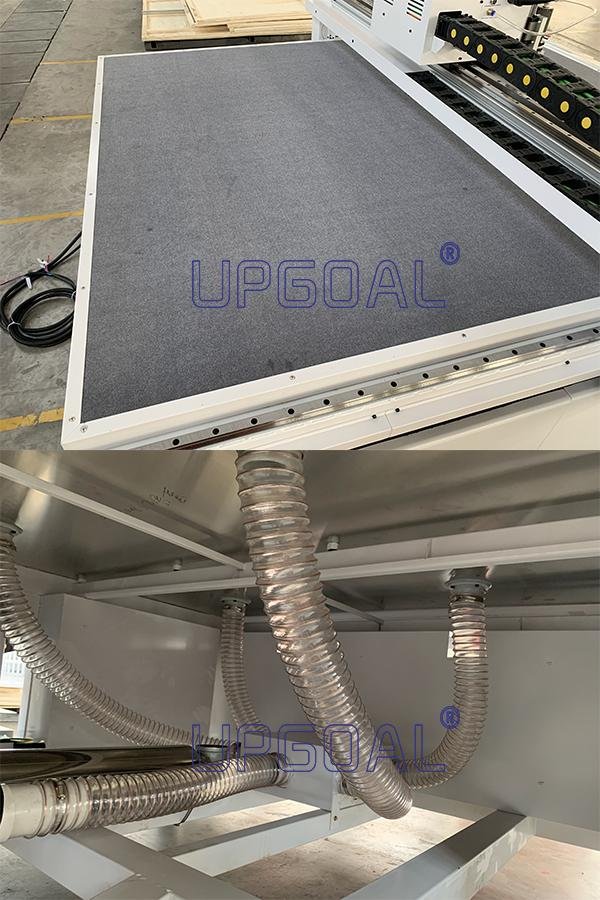  Whole cast aluminum vacuum table with imported felt, ensuring the machine stablity.