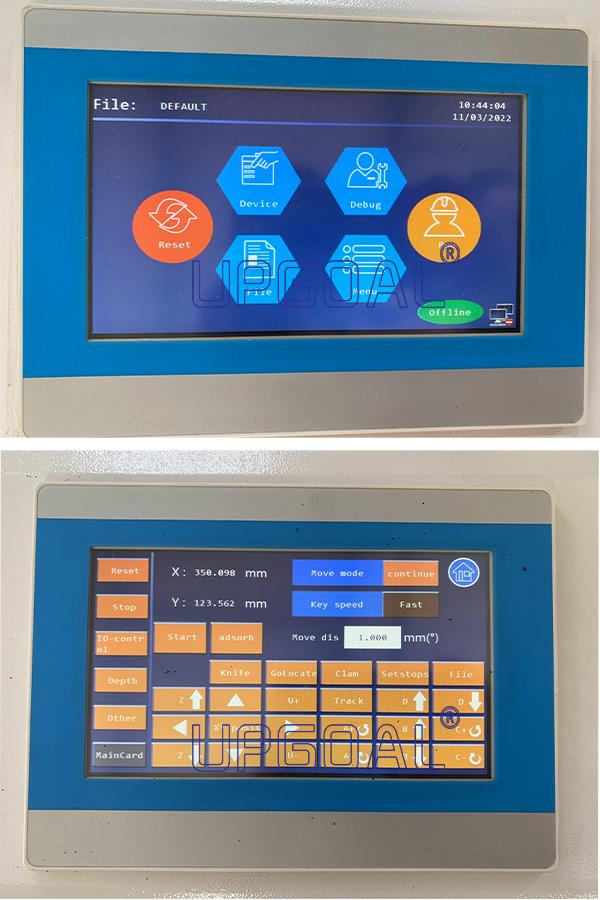 Adopted famous RuiDa RDD6584G touch screen control system supports both USB and Ethernet connection, has a knife cutting controller with tool direction following control function. It integrates the processing of tools such as vibrating cutters, round cutters, milling cutters, and pressing wheels. It also integrates feeding, circular punching, and V-shaped special punching. Hole, pen processing, red light positioning and a series of functions.