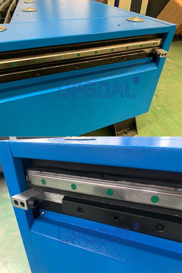  Dual driving for Y-axis, XY-axis adopts high precision linear square guide rail, Hiwin, Taiwan, good oriented, high precision. Transmission is high precision helical rack and pinion, customized by the specialized manufacturer, surface carburizing quench, stable moving and high precision.