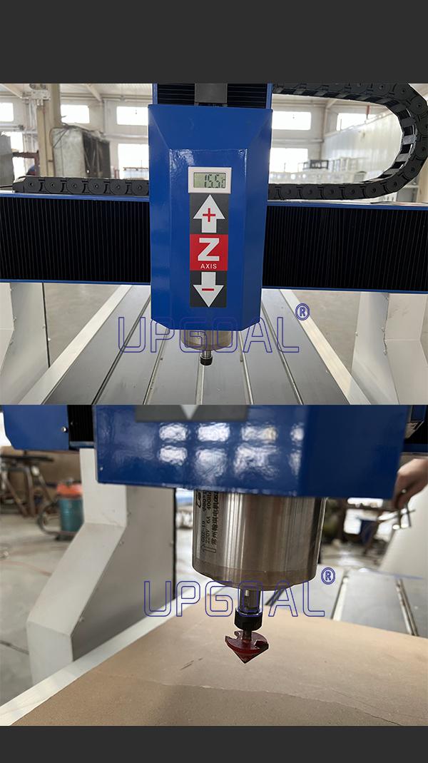 Optional 1.5KW/ 2.2kw/3.2KW water cooling spindle which is applicable not only for cooper plate, aluminum plate, iron plate engraving but also for wood working. It can cut 20-30mm thickness acrylic by one time cutting. The fine engraving is more smoothly and clear by large power spindle