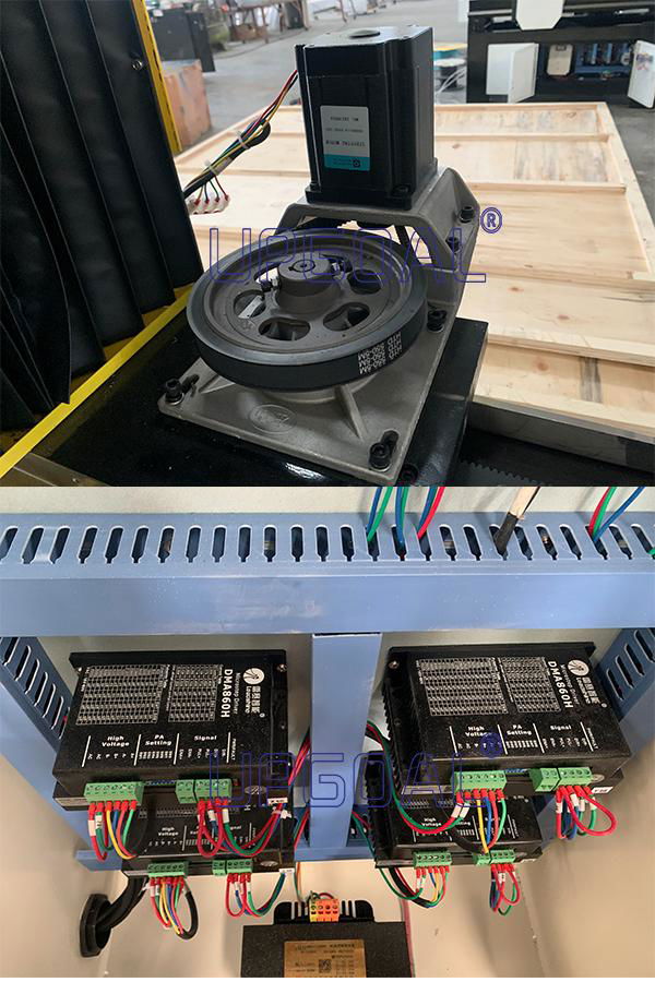 China famous Chuangwei stepper motor and Leadshine stepper driver for XYZ-axis, high precision, faster speed and more stable. Dual motor and driver for Y-axis,ensuring the stable moving.