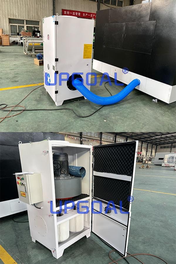  With a 5.5kw smoke filter ,during the laser cutting machine using, can filtering a mass of gas & smoke which are harmful to human health when cutting processing materials.