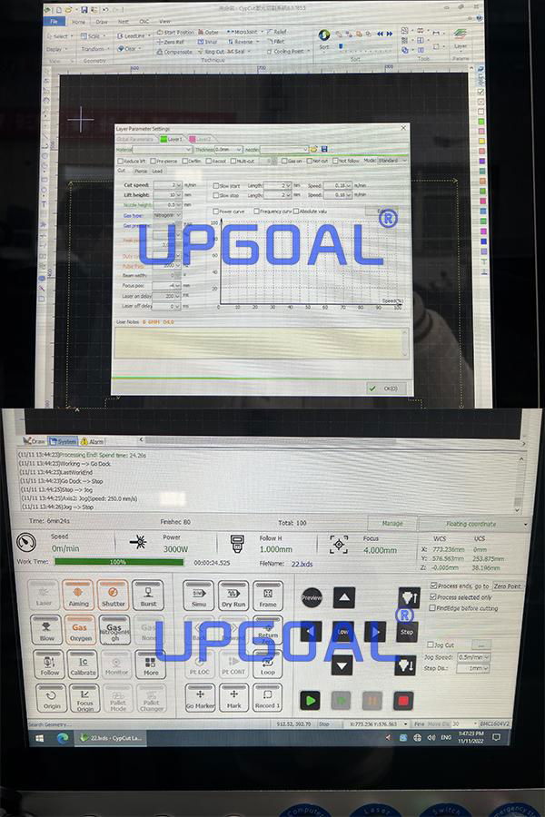 The CypCut 2000 control system is embedded with a rich memory of laser cutting setting references, flexible layout designs and tool path editing, data import/export,bridging, coedge, beam compensation, curve smoothing, division, caombination, automatic identification of exterior and interior modes and so on, compatible, with laser source brands such as IPG, SPI, JK, Raycus, etc.