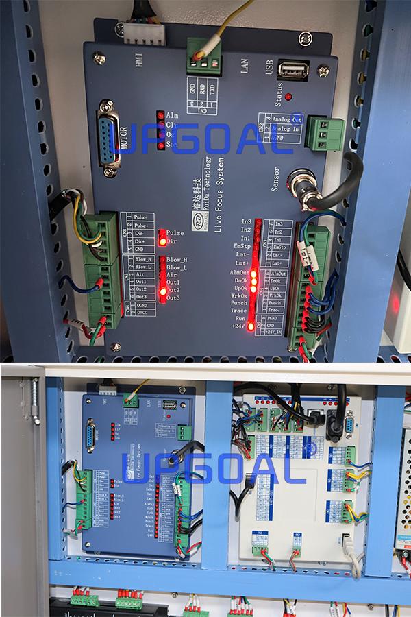 With advanced embedded RuiDa 6332M DSP real-time laser cutting control system, running faster, laser intensity and speed automatic matching, perfectly realized the consistency of the corner cutting effect  4. Specialized metal cutting using non-contact RuiDa live focusing system, ensuring same cutting quality for whole working table, no need further processing for the fracture section, high efficiency, long life time and more stable.