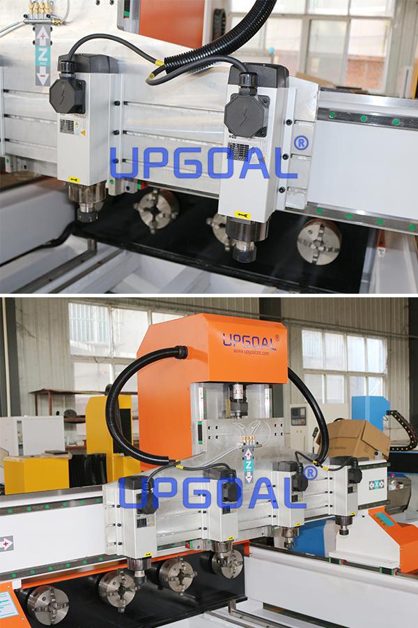 Each spindle is 3.5KW air cooling type ( China famous HQD brand), which is with stable performance,and high torque, matched with high-performance frequency Inverter. 