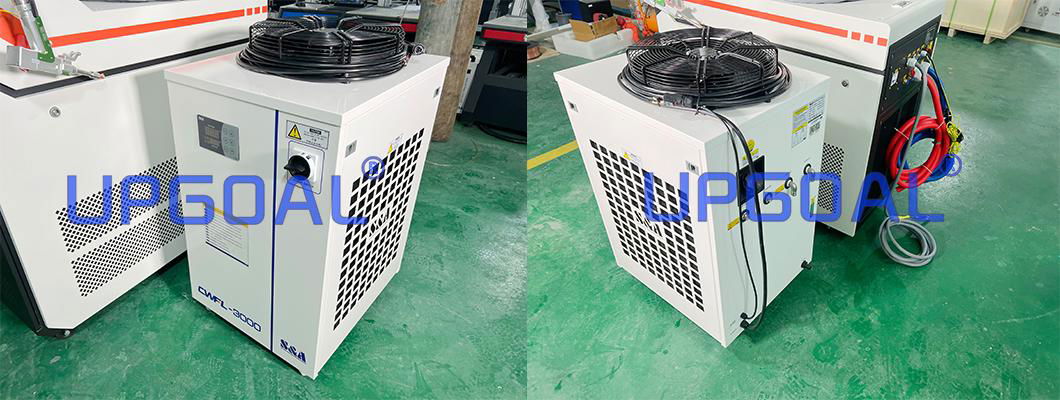 Industrial Water chiller( Teyu S&A RMFL-3000): One of the biggest convenience of the machine is the inside water chiller. It saves a lot of the machine's dimension.It is constant temperature industrial type.