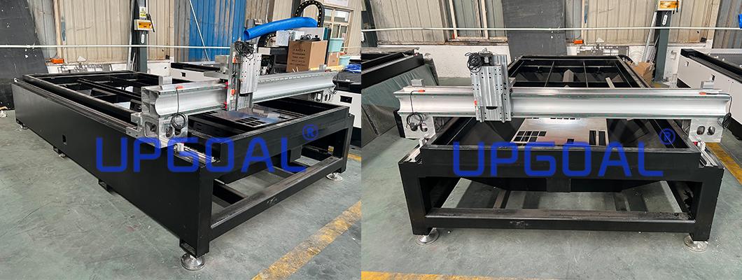 High-rigidity heavy chassis,reducing the vibration generatedduring high-speed cutting greatly. High-performance  vaiation aluminium crossbeam,after finite element analysis,realizes highly accelerated circular arc cutting speed.