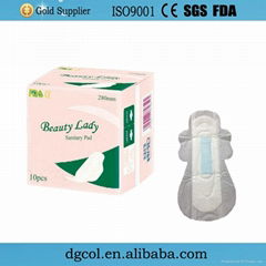 Winged ultra thin anion sanitary napkin