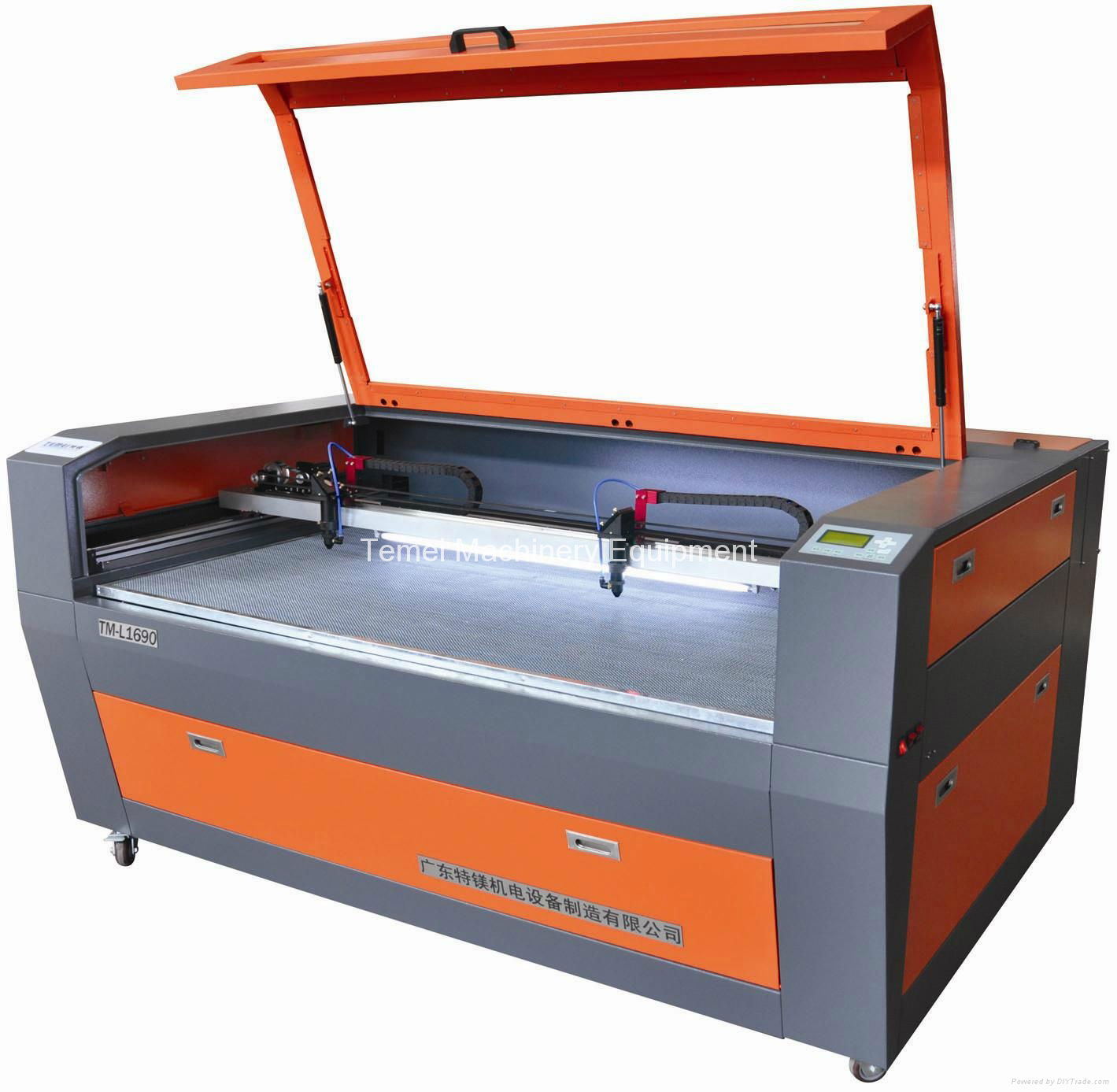 Double heads laser cutting machine for acrylic fabric pvc leather