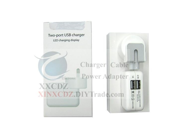 AU Double-USB Power Adapter 2A For IPad/IPhone
