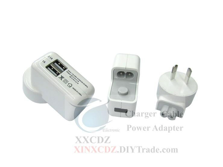 AU Double-USB Power Adapter 2A For IPad/IPhone 2