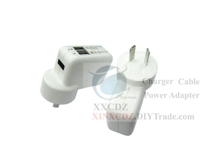 AU Double-USB Power Adapter 2A For IPad/IPhone 3