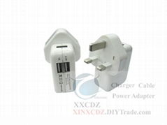 UK Double-USB Power Adapter 5V 2A For