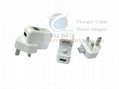 UK Double-USB Power Adapter 5V 2A For Cell Phone/Tablet 3