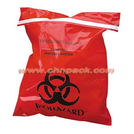 self adhesive tape red plastic biohazard bag for clinical