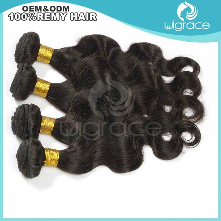 Unprocessed remy Indian human hair body wave 14inch hair weft hair extension