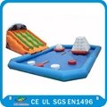 Custom Inflatable Water Parks Pool With Slide And Toys On Land