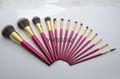 15 pieces makeup brush set with a leather bag 2