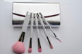 5 pieces makeup brush set with a leather bag