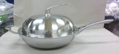 3ply stainless steel wok with long handle 32cm