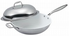 non-stick 3ply stainless steel wok 32cm