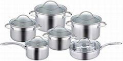 12pcs 3ply stainless steel cookware sets