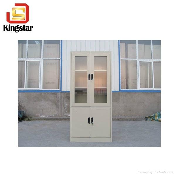 Glass Swing Door Shelf Support KD Steel Document Storage File Cabinet 3