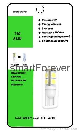 smartForever T10 LED automotive bulbs W5W 5050SMD*9PCS 5
