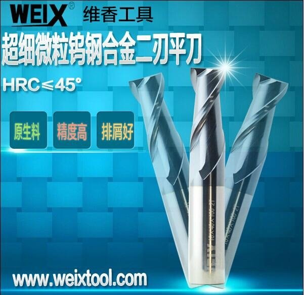 WEIX Solide Carbide 2Flutes/4Flutes Square End Mill for HRC45 2
