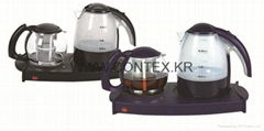  1.7L kettle, 1.4L pot  TEA TRAY WITH Clear glass tea pot 