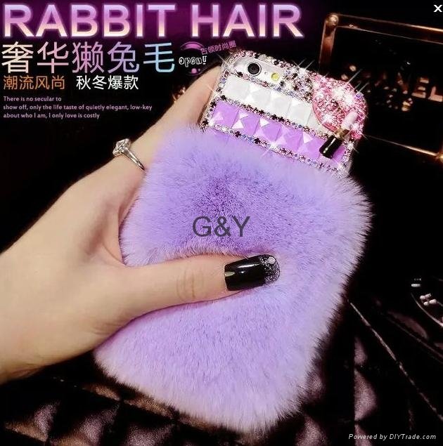 Rabbit hair iphone6plus 4.7inch 5s 4s   samsung case with diamond 3