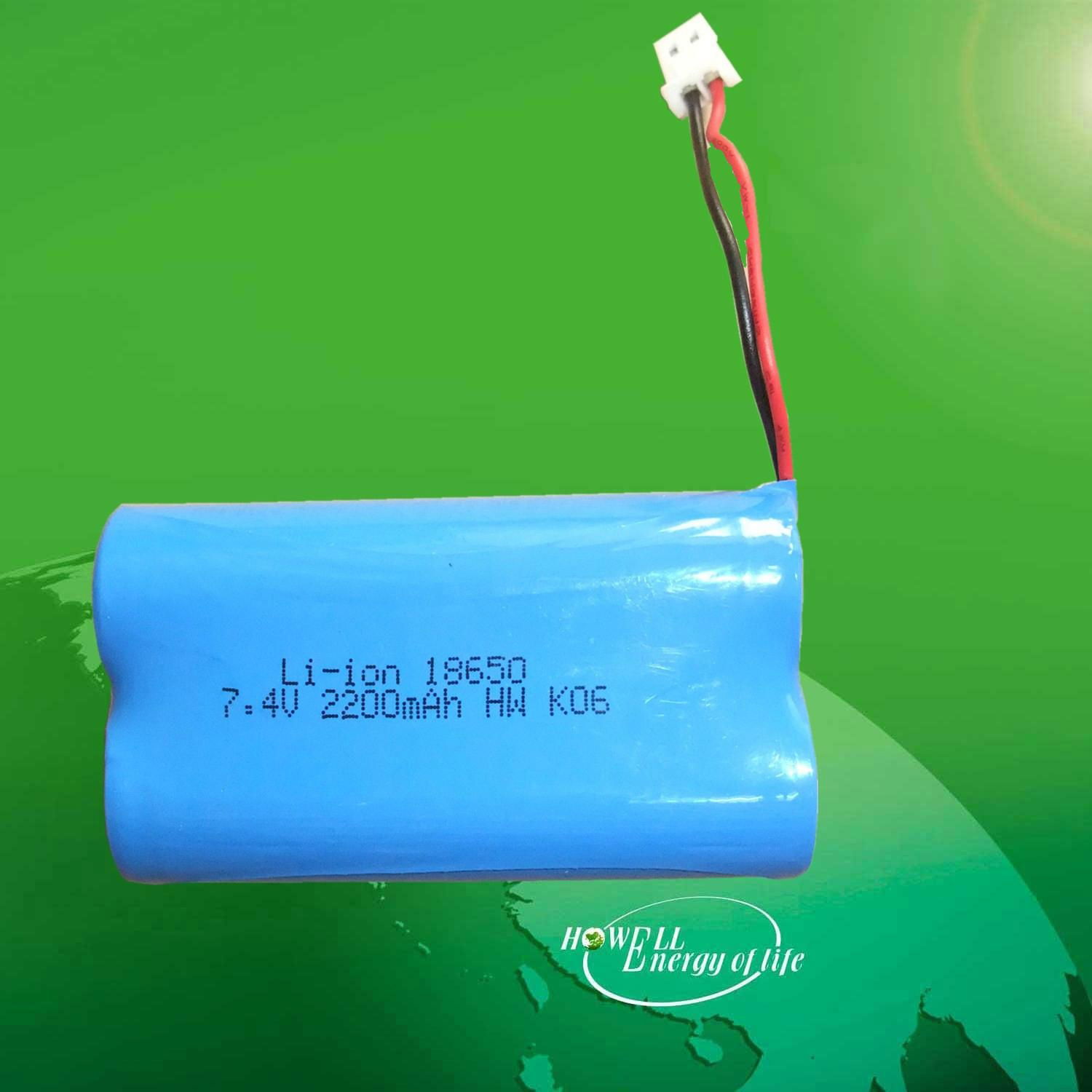 Rechargeable 7.4v  2200mah 18650 lithium battery pack