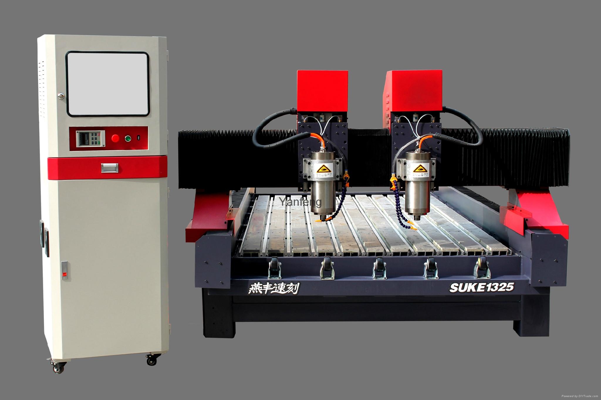 high efficiency two heads mable granite engraving and embossing machine