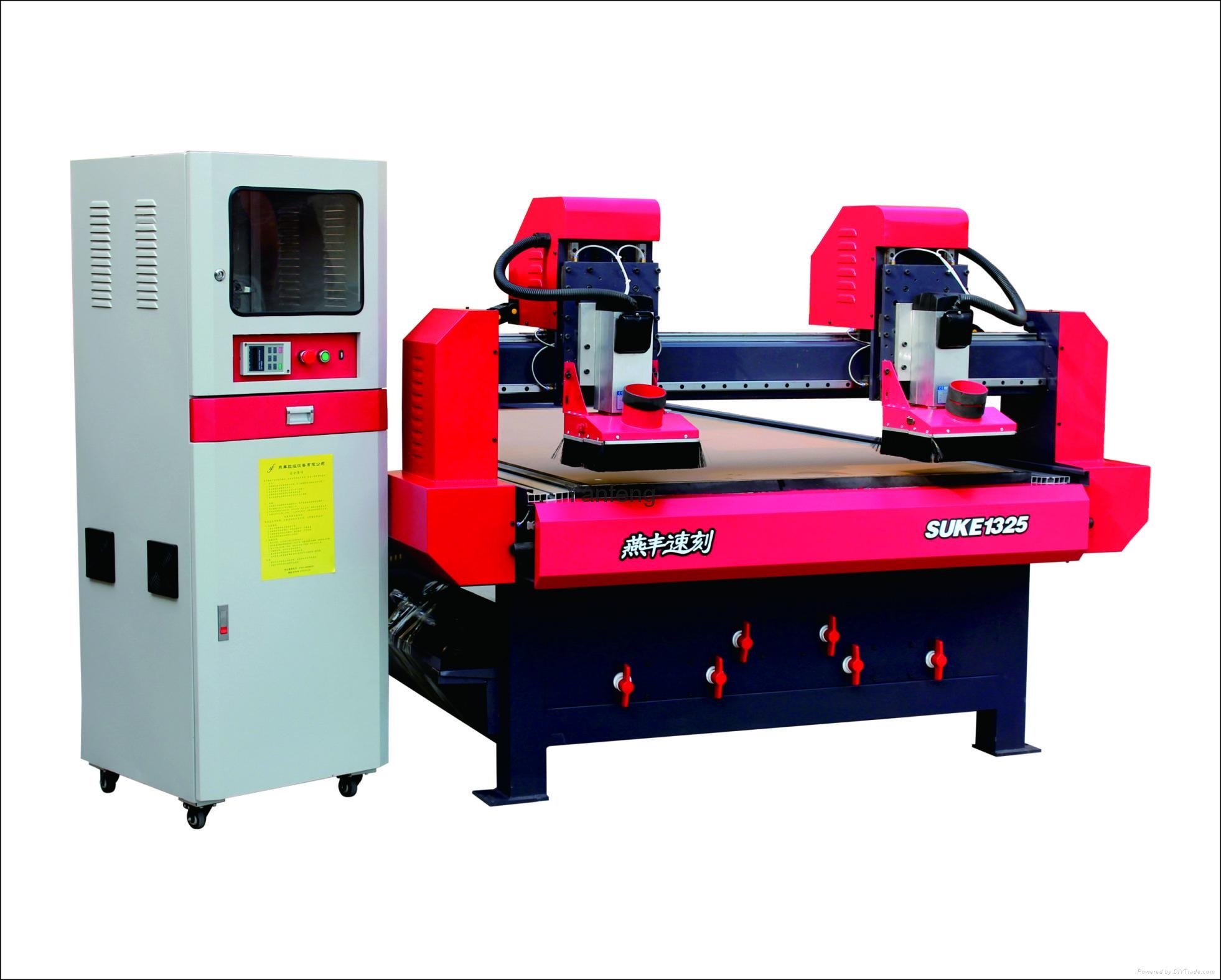 computer controlled two heads cnc wood carving machine with vaccum