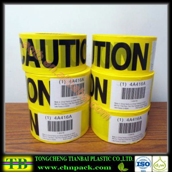 yellow caution barricade tape with black printing