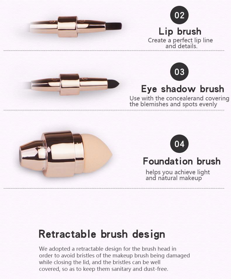  Mini Glitter Cosmetic Tools Waterproof Foundation Makeup Lip Eye Shadow Brush 5