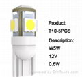 T10 LED car light bulbs W5W 5050SMD*5PCS 5