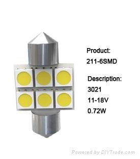 211 Car Festoon LED bulb 5050SMD*6PCS 11-18V 0.72W 3021 5